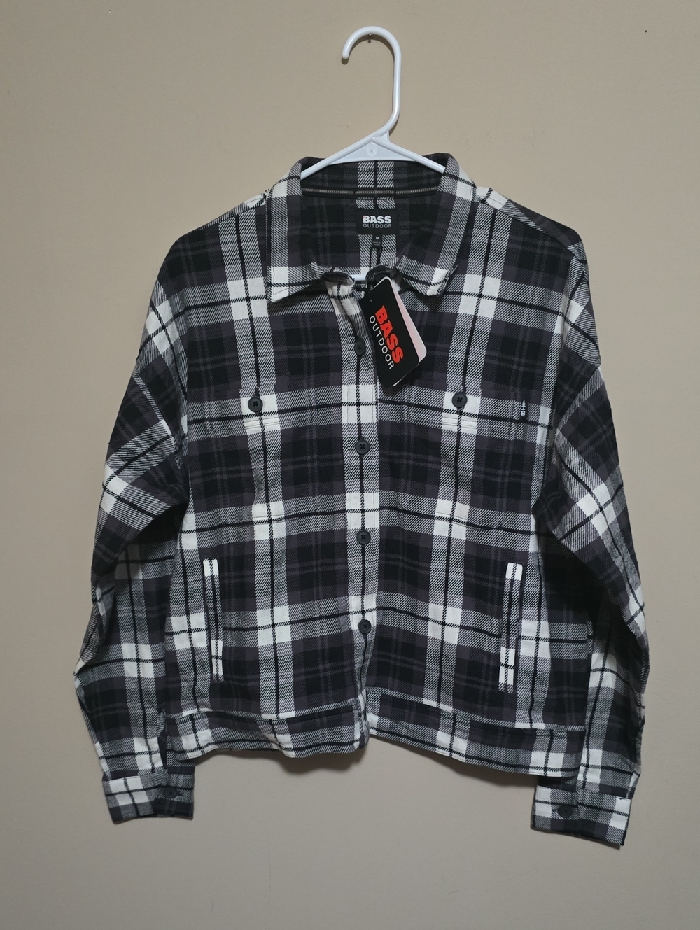 BASS Black & White Plaid Jean Jacket